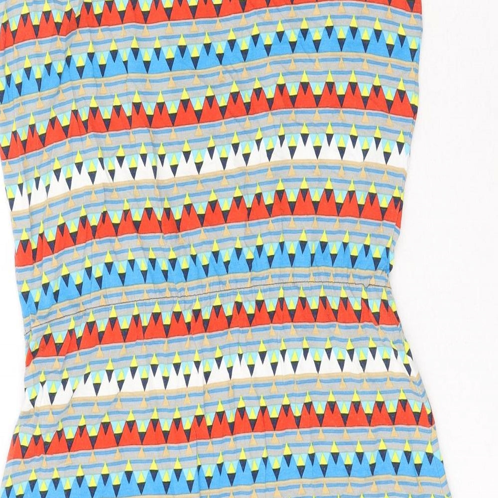 Limited Collection Womens Multicoloured Geometric Viscose Tank Dress Size 10 Boat Neck Zip