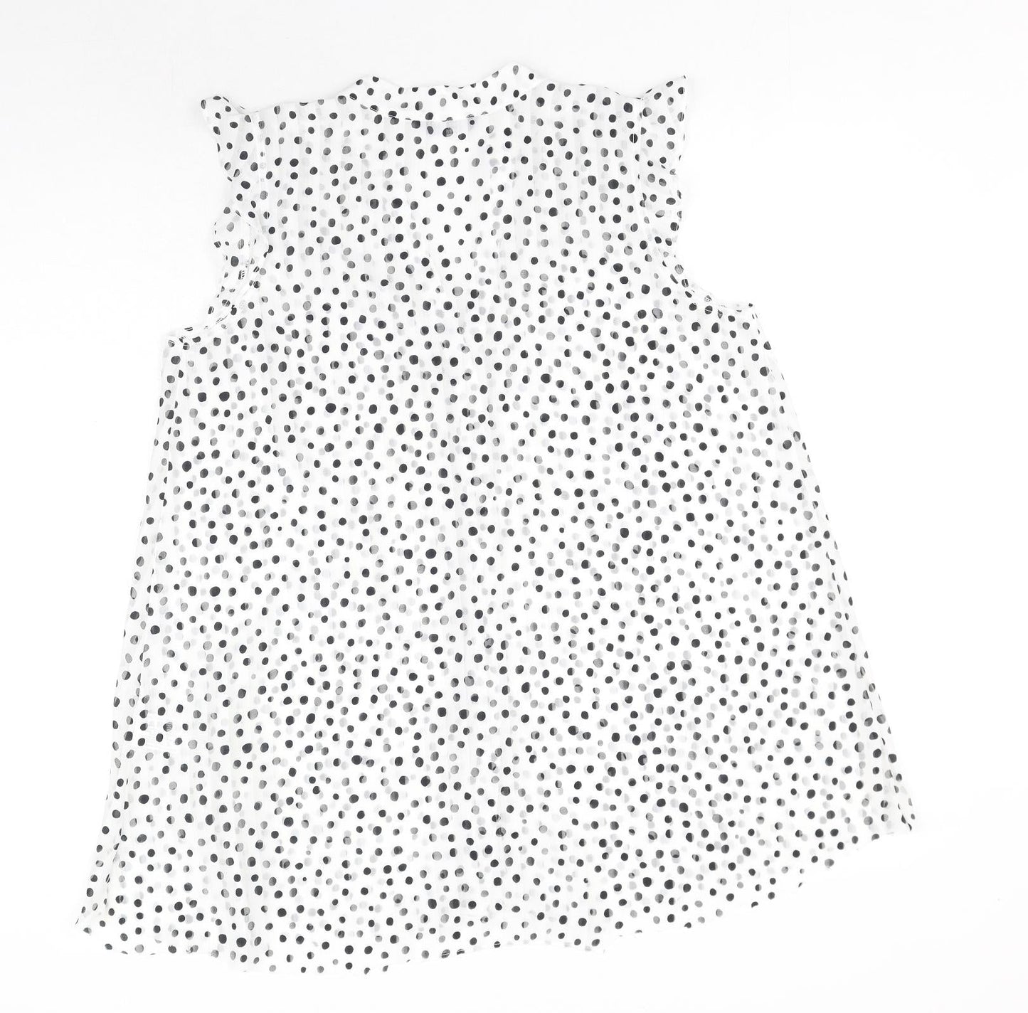 Roman Womens White Polka Dot Polyester Basic Blouse Size 12 V-Neck