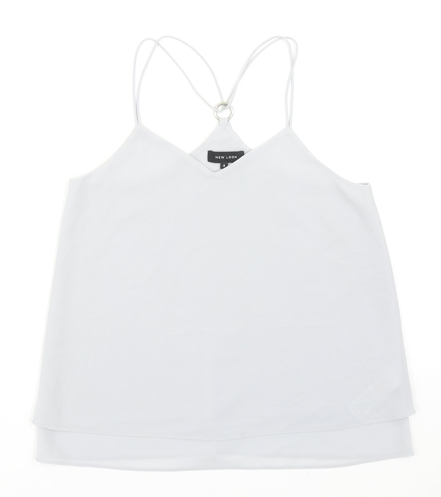 New Look Womens Grey Polyester Basic Tank Size 8 V-Neck