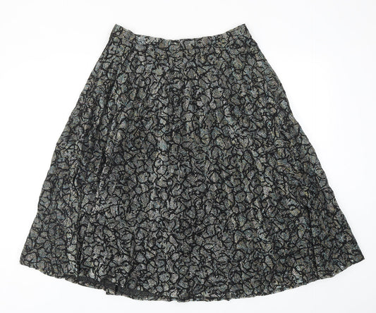 Exclusive Style Womens Black Geometric Polyester Swing Skirt Size 30 in Zip