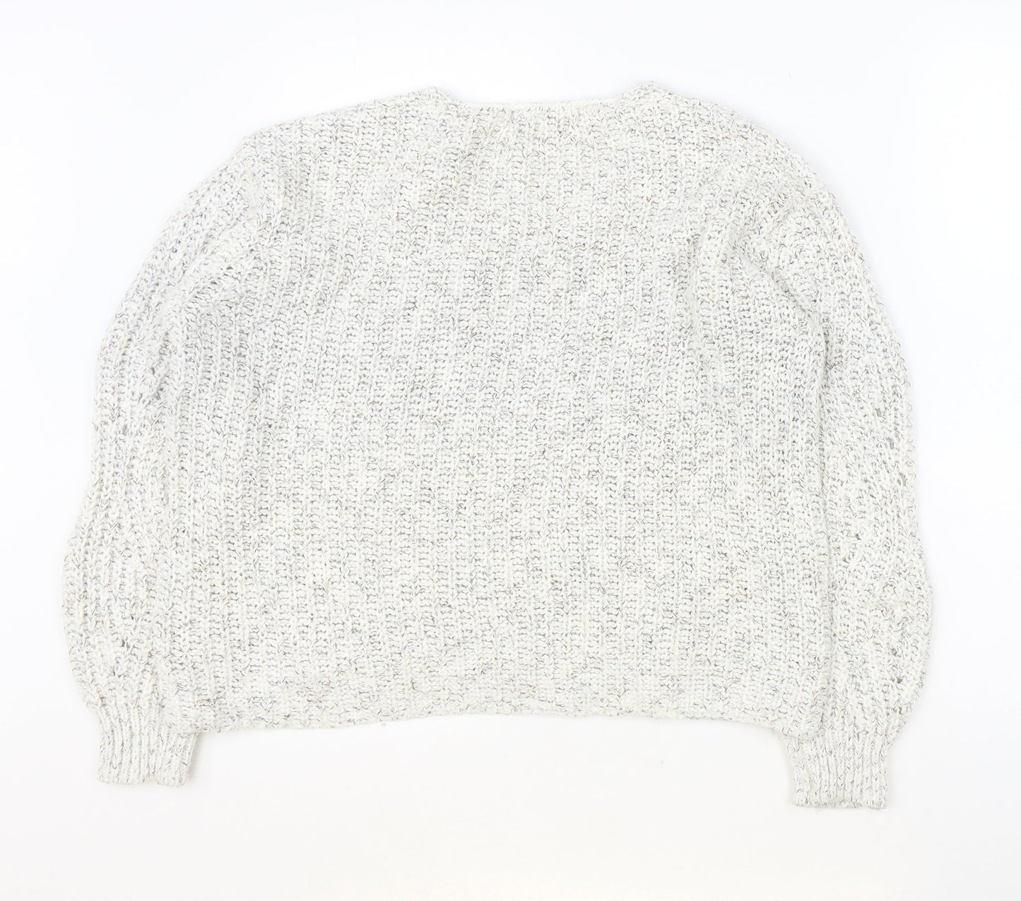 Marks and Spencer Womens Ivory V-Neck Cotton Pullover Jumper Size 8