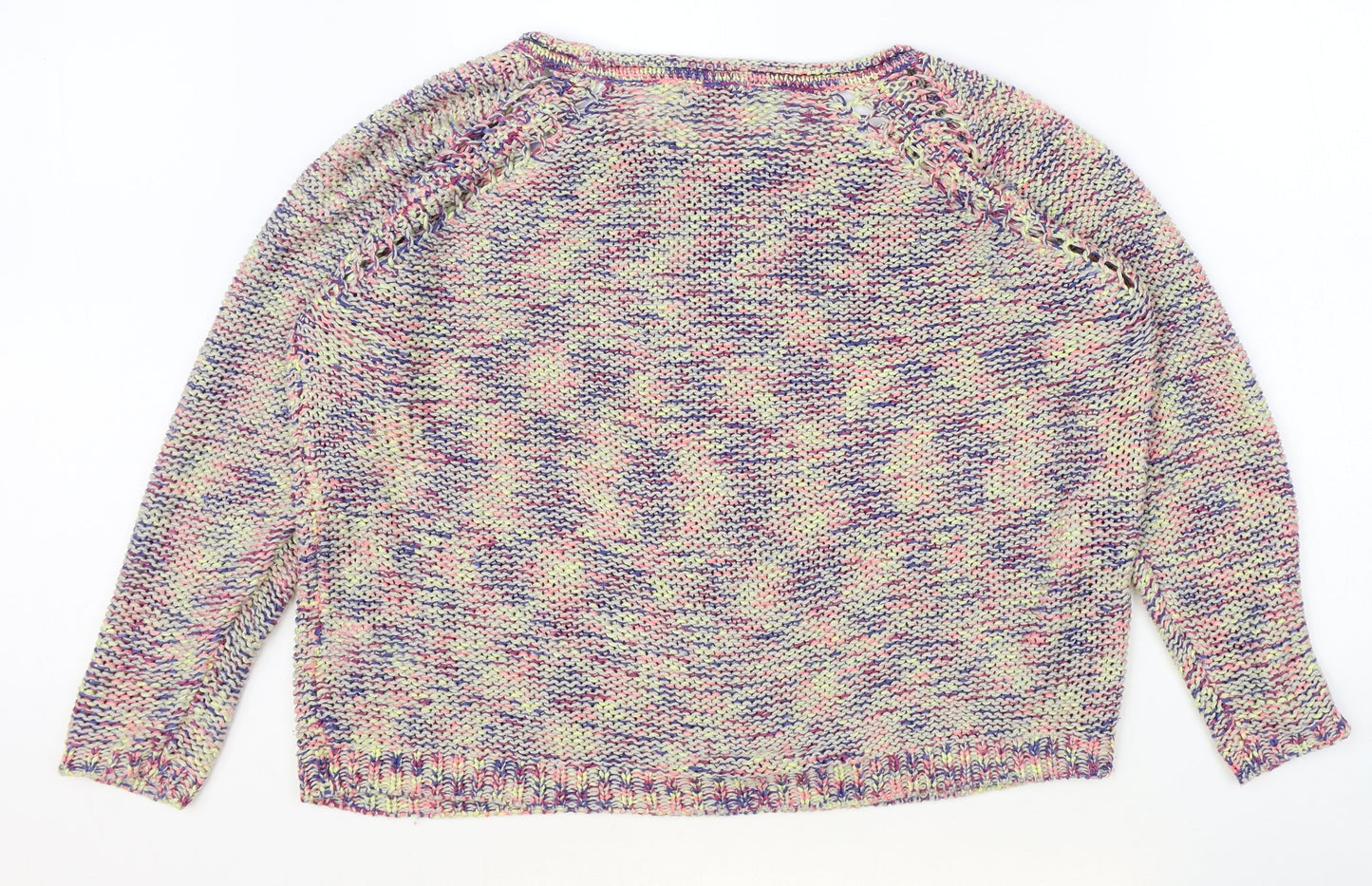 Indigo Womens Multicoloured Boat Neck Acrylic Pullover Jumper Size 18