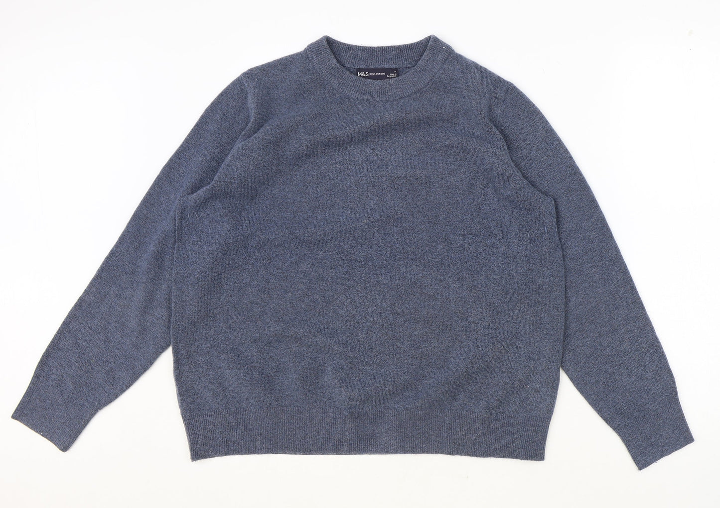 Marks and Spencer Womens Blue Round Neck Polyester Pullover Jumper Size M