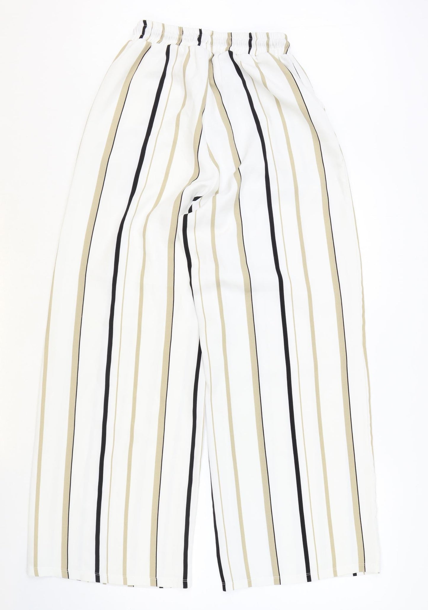 Moodys Womens Ivory Striped Polyester Trousers Size S Regular Drawstring