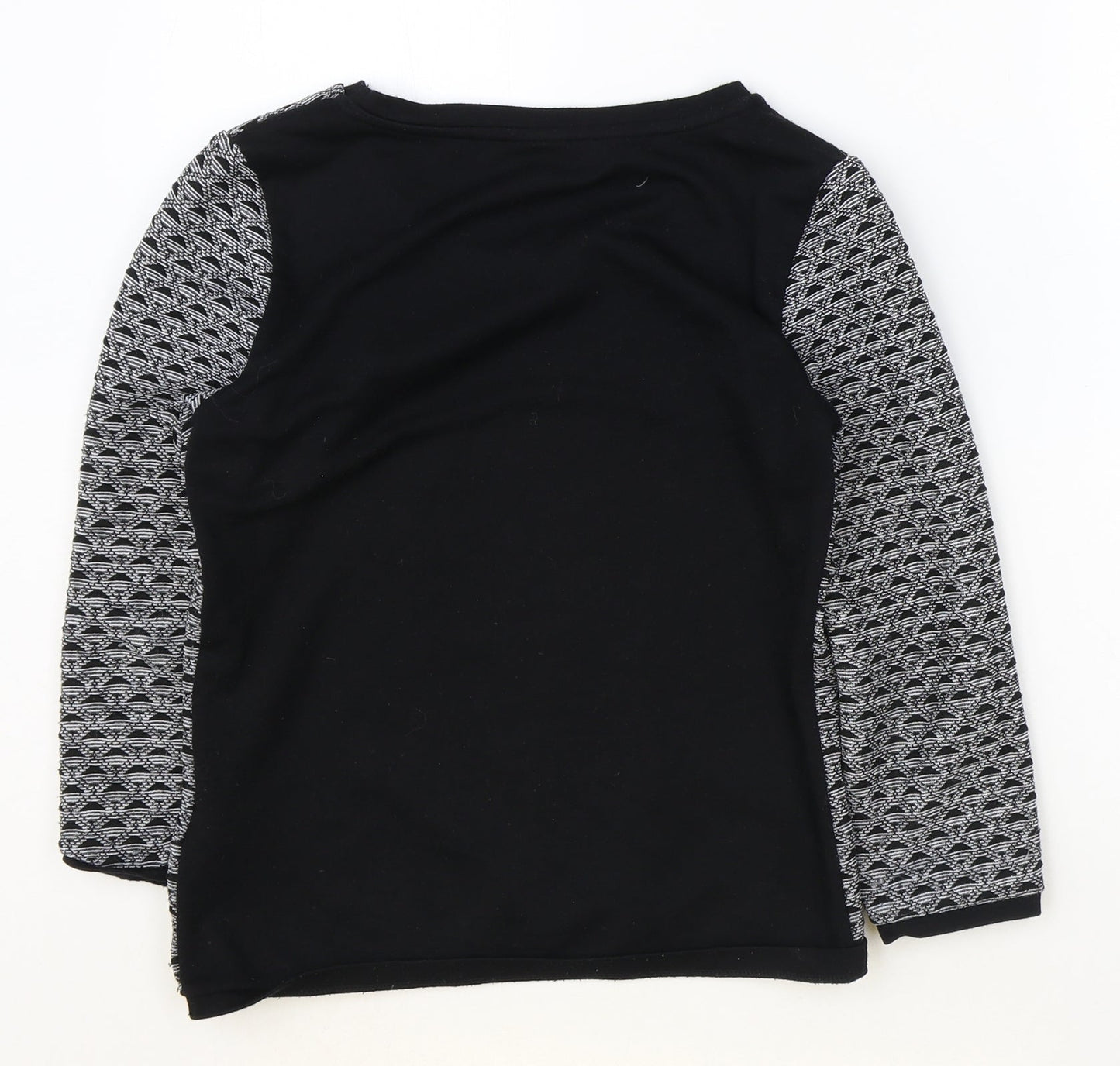 Vera Moda Womens Black Scoop Neck Geometric Polyester Pullover Jumper Size S