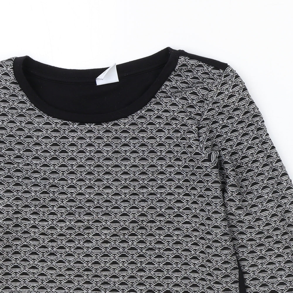 Vera Moda Womens Black Scoop Neck Geometric Polyester Pullover Jumper Size S