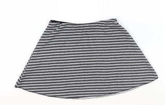 Zara Womens Black Striped Polyester Skater Skirt Size S