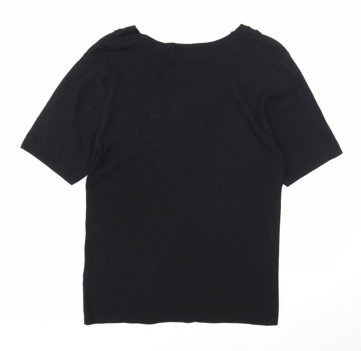 Pure & Natural Womens Black V-Neck Rayon Pullover Jumper Size 14