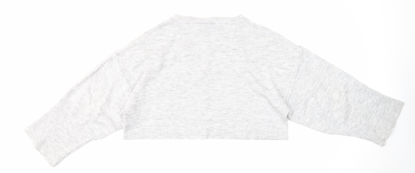 Topshop Womens Grey Round Neck Acrylic Pullover Jumper Size 6