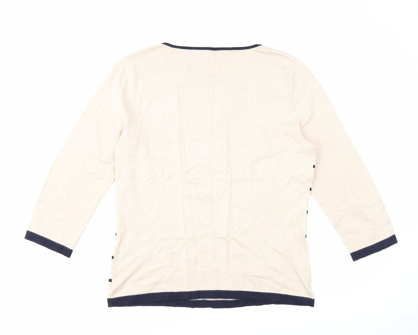 CC Womens Beige Round Neck Striped Viscose Pullover Jumper Size M