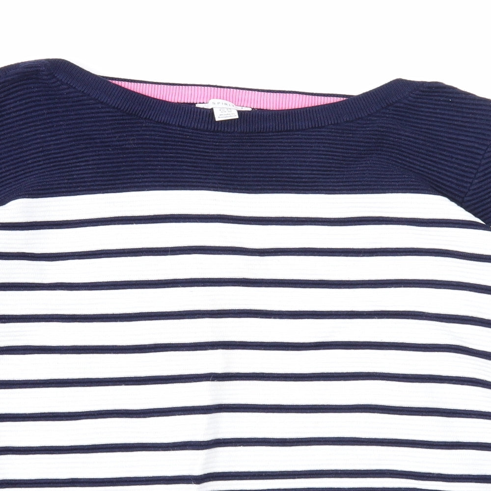 M&Co Womens White Round Neck Polka Dot Viscose Pullover Jumper Size 14