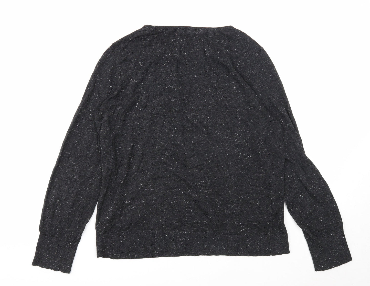 Preworn Womens Black Boat Neck Cotton Pullover Jumper Size 10