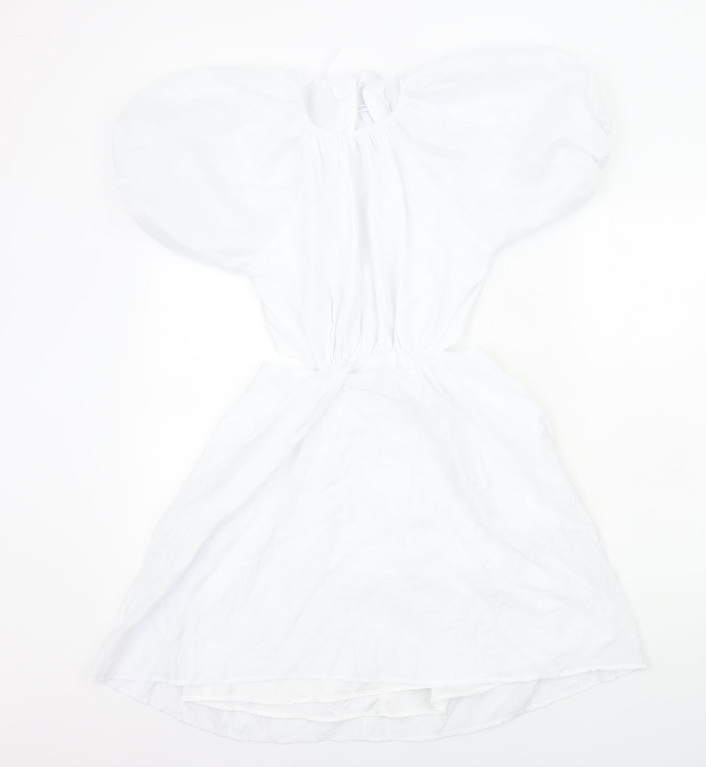 Nasty Gal Womens White Viscose Skater Dress Size 4 Round Neck Zip