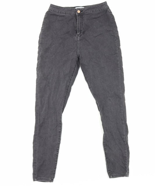New Look Womens Grey Cotton Skinny Jeans Size 14 Regular Zip