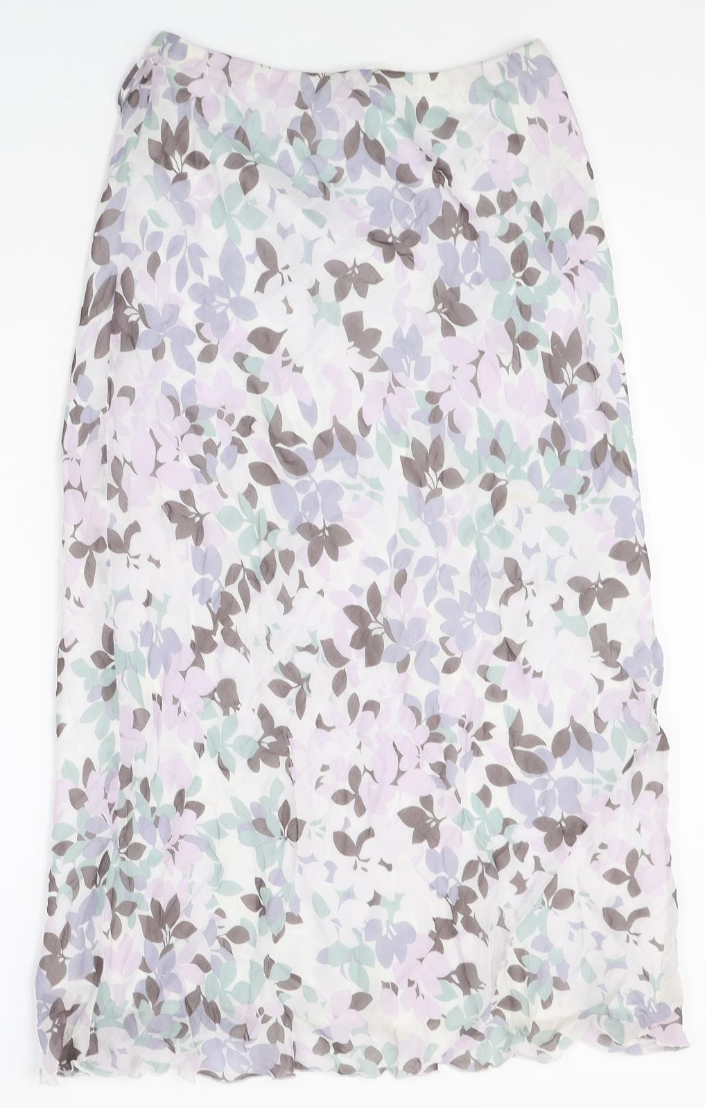 Marks and Spencer Womens Purple Floral Polyester Straight & Pencil Skirt Size 26 in