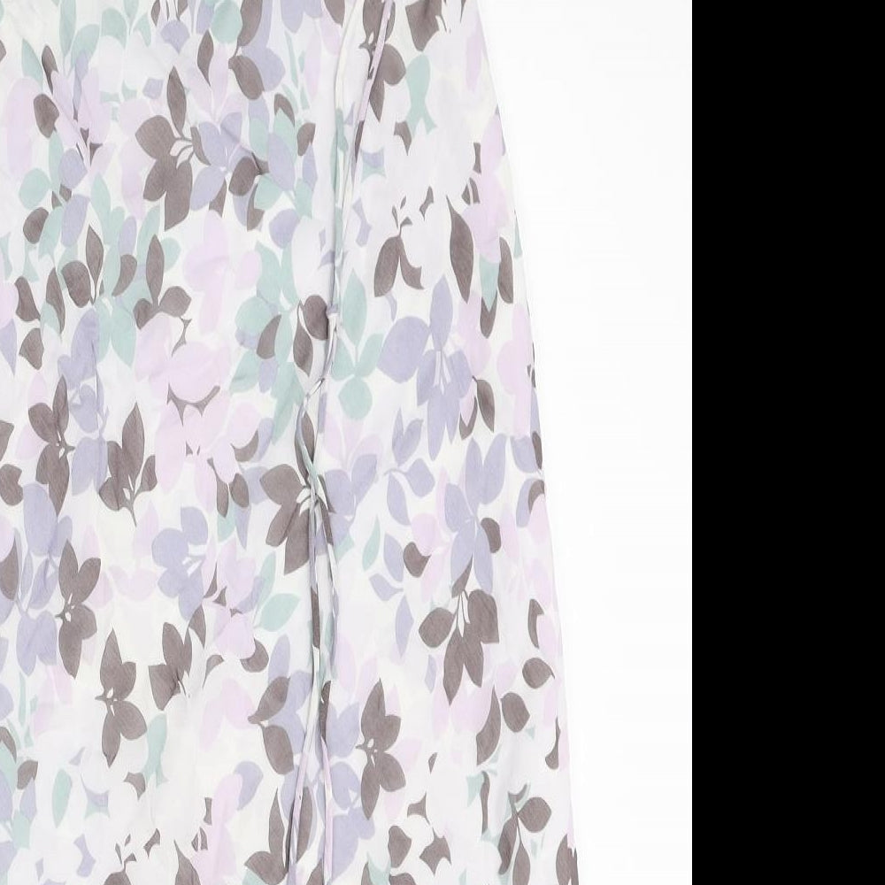 Marks and Spencer Womens Purple Floral Polyester Straight & Pencil Skirt Size 26 in