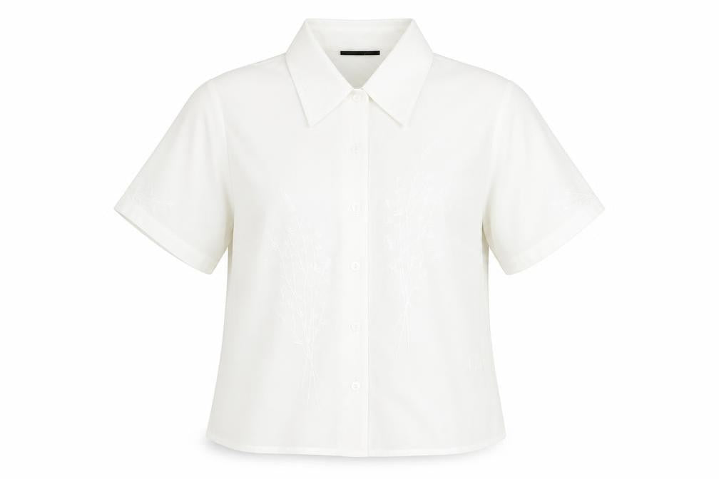 BHS Womens White Polyester Basic Button-Up Size 12 V-Neck