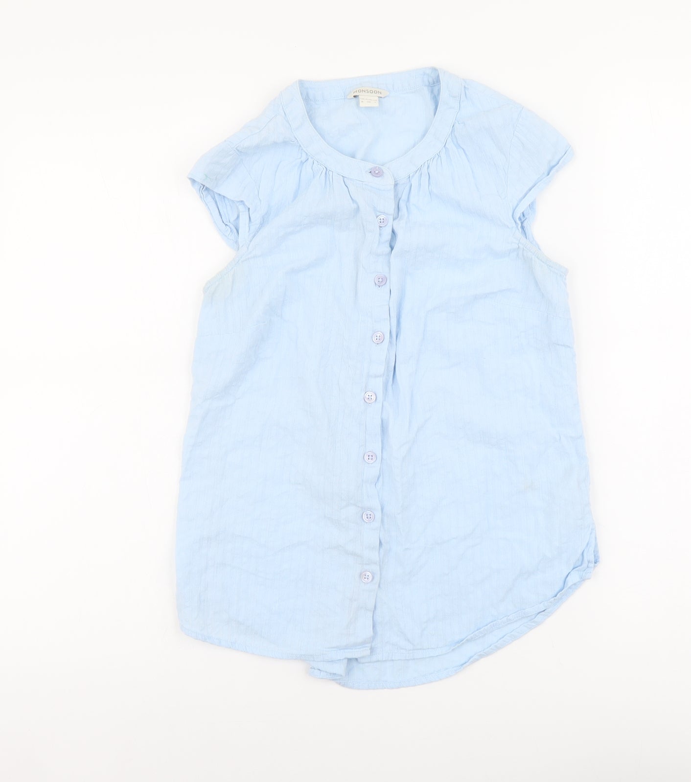 Monsoon Womens Blue Cotton Basic Tank Size 8 Round Neck