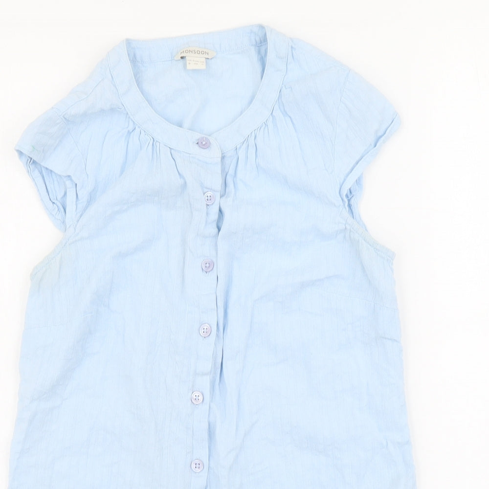 Monsoon Womens Blue Cotton Basic Tank Size 8 Round Neck