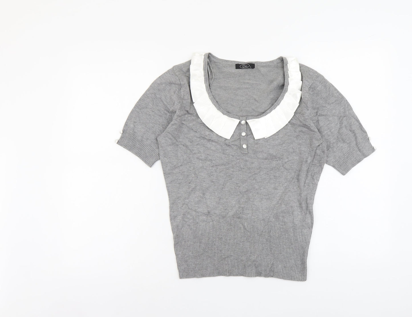 Bonmarché Womens Grey Scoop Neck Viscose Pullover Jumper Size S