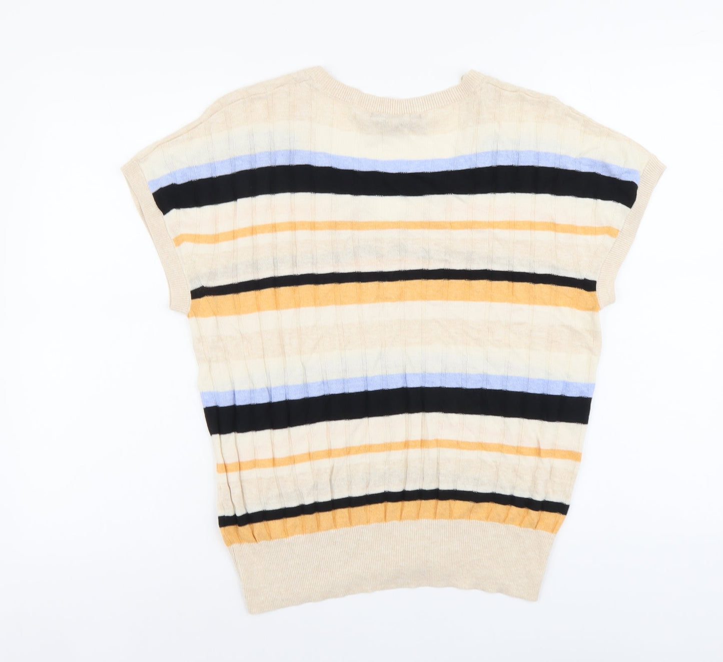 Marks and Spencer Womens Multicoloured Scoop Neck Striped Viscose Pullover Jumper Size L