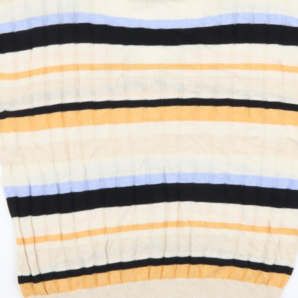 Marks and Spencer Womens Multicoloured Scoop Neck Striped Viscose Pullover Jumper Size L