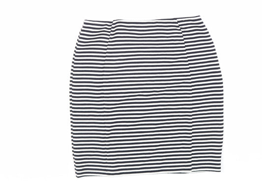 Papaya Womens Black Striped Polyester Straight & Pencil Skirt Size 10 Hook & Loop