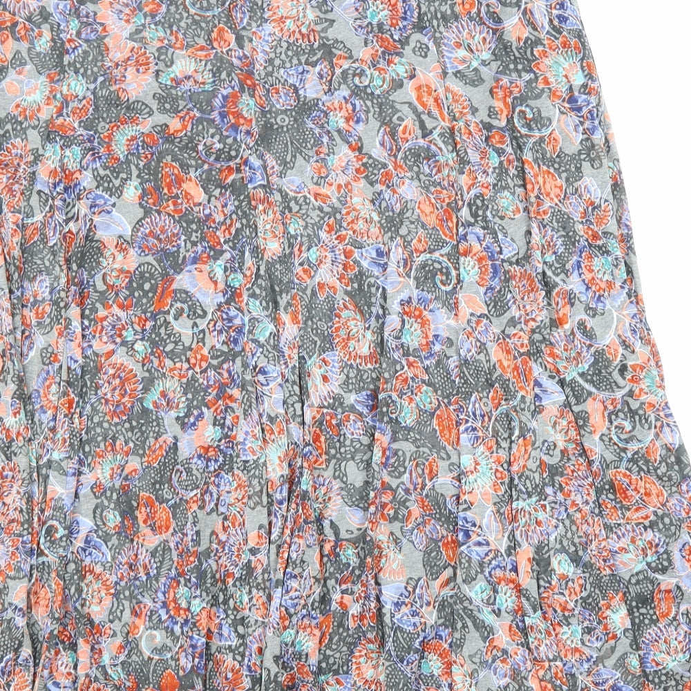 Marks and Spencer Womens Grey Floral Polyester Swing Skirt Size 16 Hook & Loop