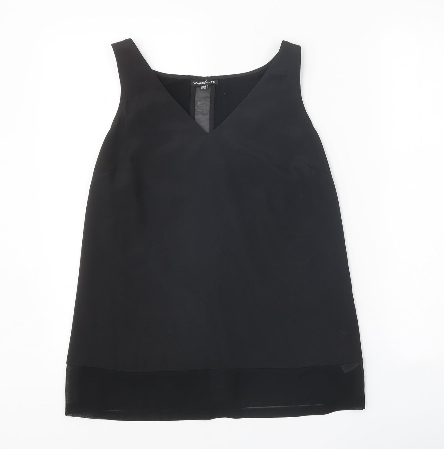 Warehouse Womens Black Polyester Basic Tank Size 12 V-Neck
