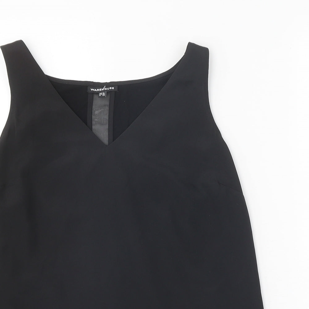 Warehouse Womens Black Polyester Basic Tank Size 12 V-Neck