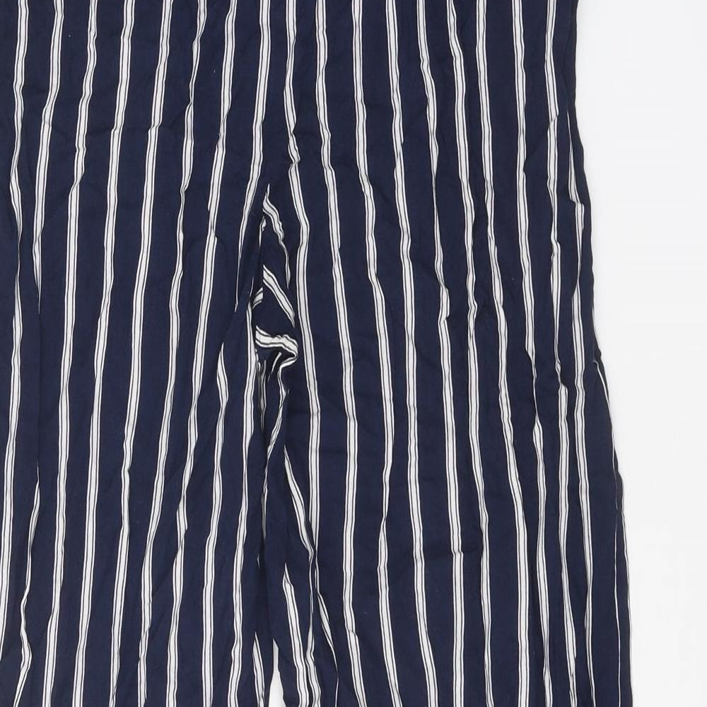 PEP&CO Womens Blue Striped Polyester Trousers Size 8 Regular Tie
