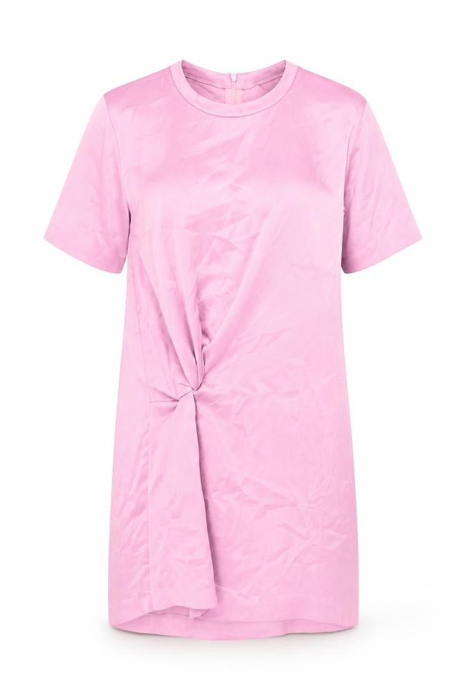 Zara Womens Pink Polyester Sheath Size XS Round Neck Zip - Twist Detail