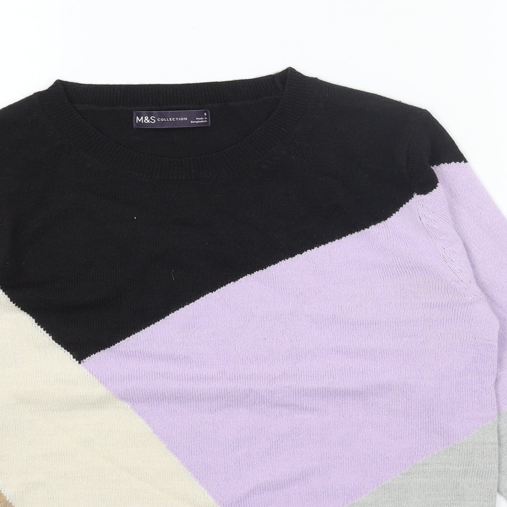 Marks and Spencer Womens Purple Round Neck Acrylic Pullover Jumper Size 6