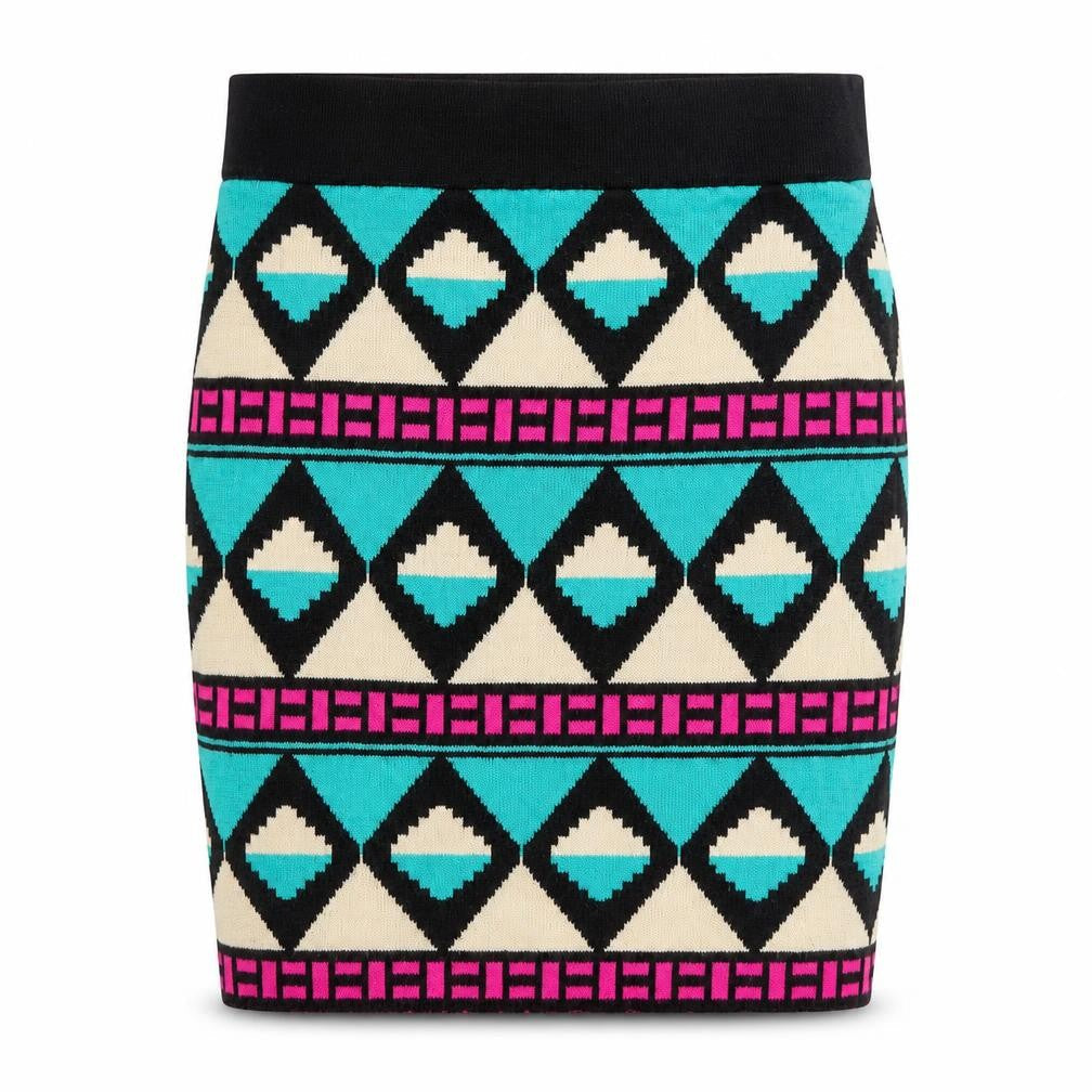 Miss Selfridge Womens Multicoloured Geometric Acrylic Bandage Skirt Size 8