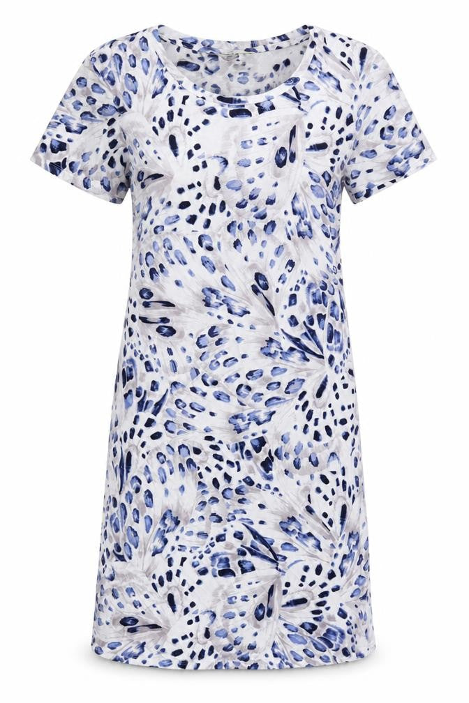 Marks and Spencer Womens Beige Geometric Cotton T-Shirt Dress Size XS Round Neck Pullover