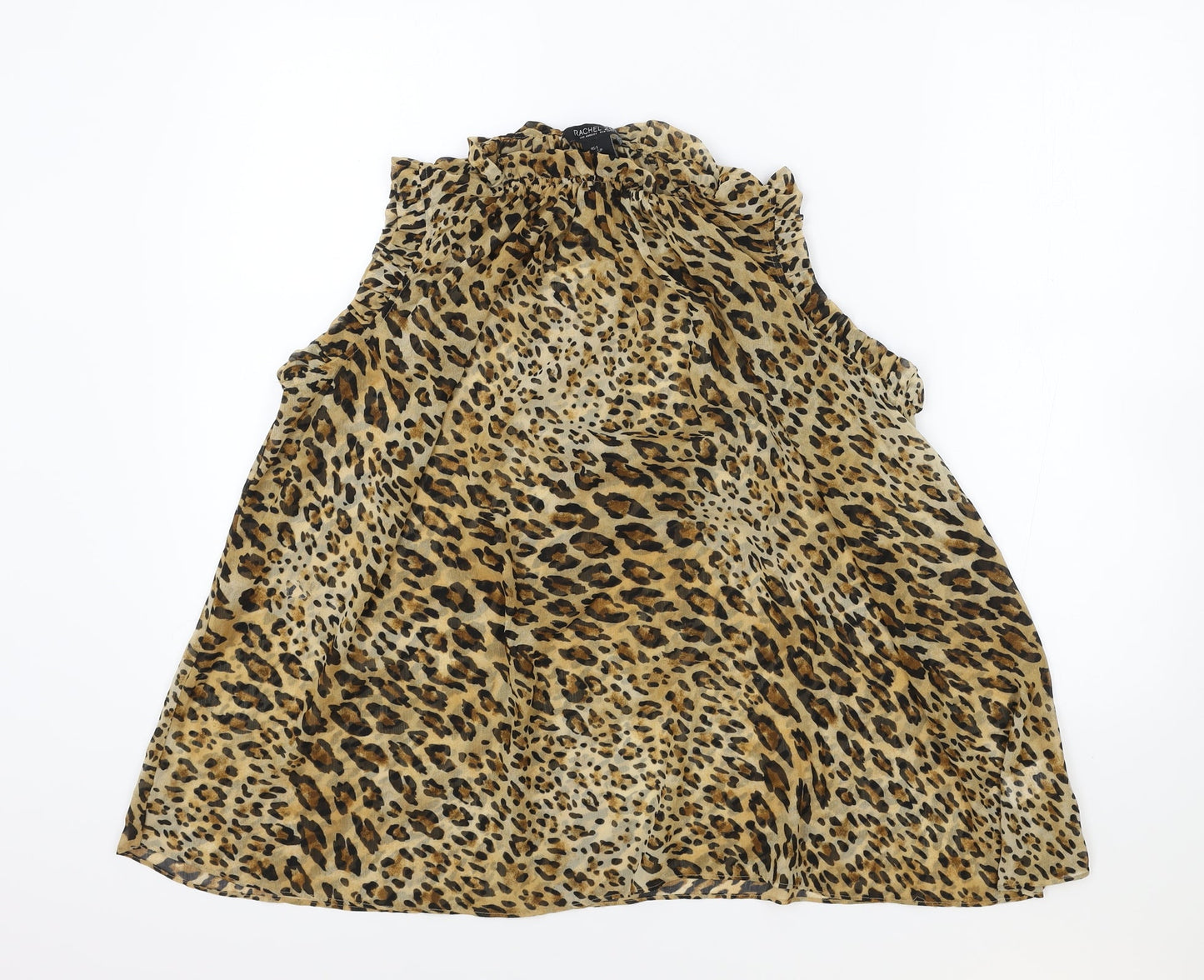 Rachel Zoe Womens Brown Animal Print Polyester Basic Tank Size S Round Neck - Leopard Print