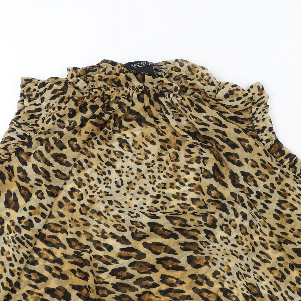 Rachel Zoe Womens Brown Animal Print Polyester Basic Tank Size S Round Neck - Leopard Print
