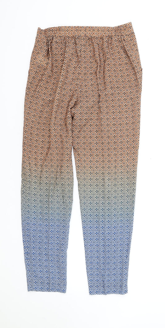 H&M Womens Multicoloured Geometric Polyester Trousers Size XS Relaxed