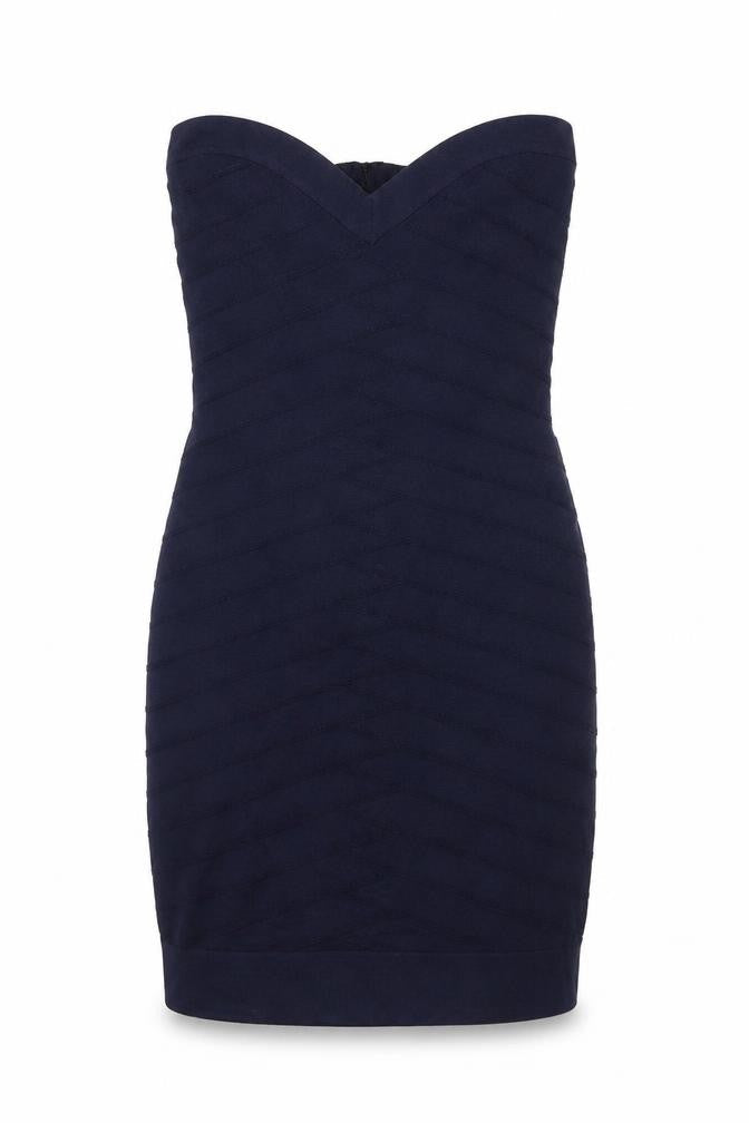 French Connection Womens Blue Viscose Bodycon Size 10 Sweetheart Zip