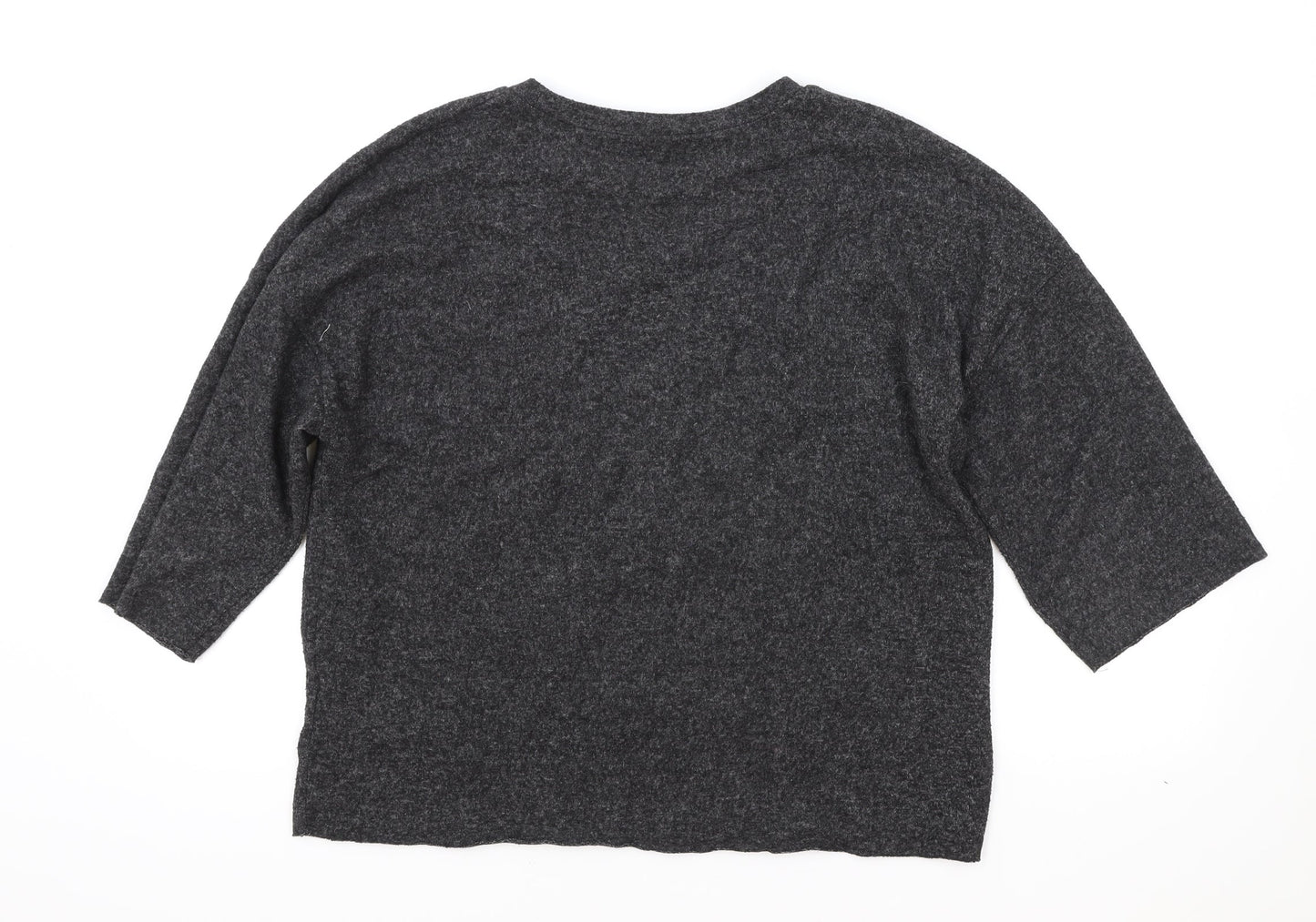 Zara Womens Grey Round Neck Acrylic Pullover Jumper Size M