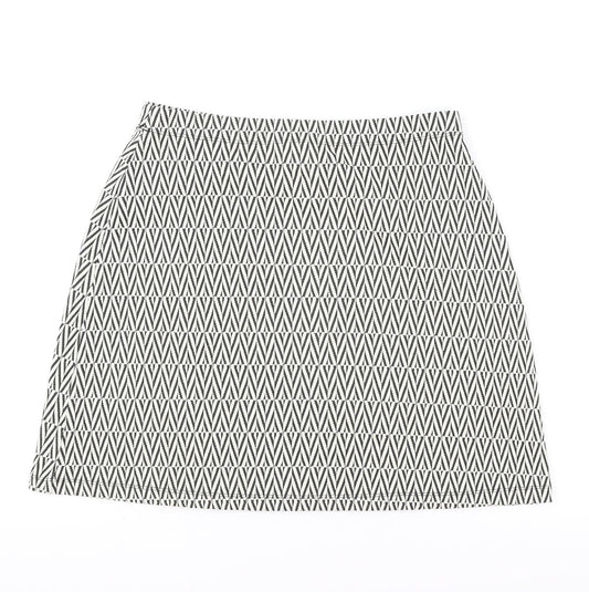 Matalan Womens White Geometric Cotton Straight & Pencil Skirt Size 10