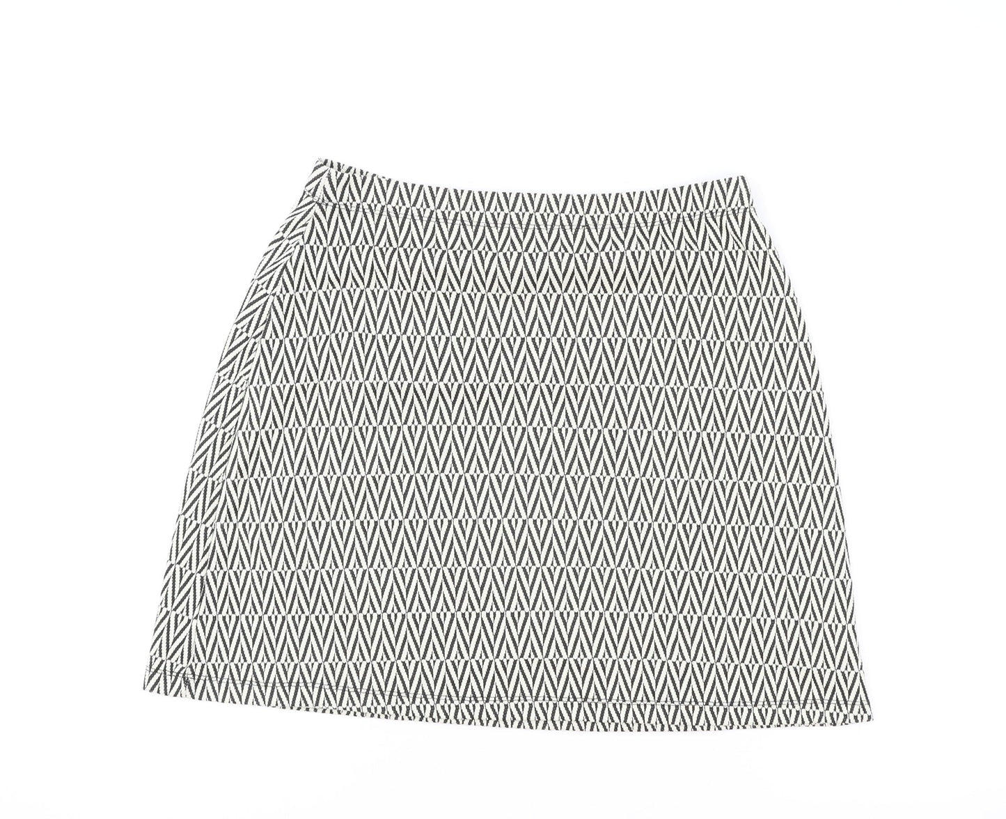 Matalan Womens White Geometric Cotton Straight & Pencil Skirt Size 10