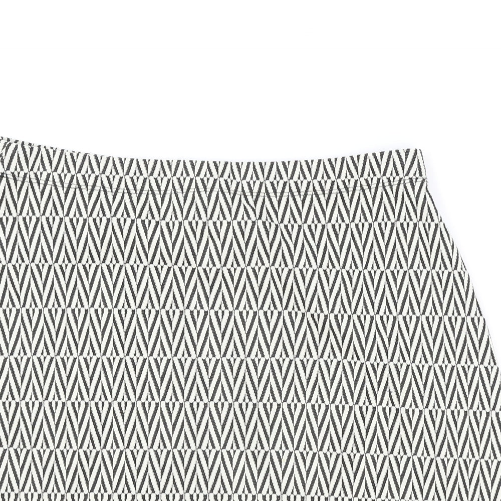 Matalan Womens White Geometric Cotton Straight & Pencil Skirt Size 10
