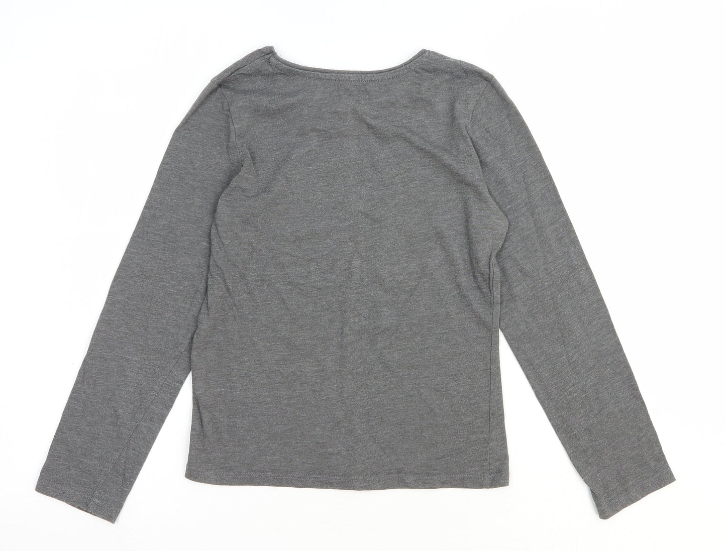 Primark Girls Grey Cotton Basic T-Shirt Size 9-10 Years Round Neck Pullover - Paris