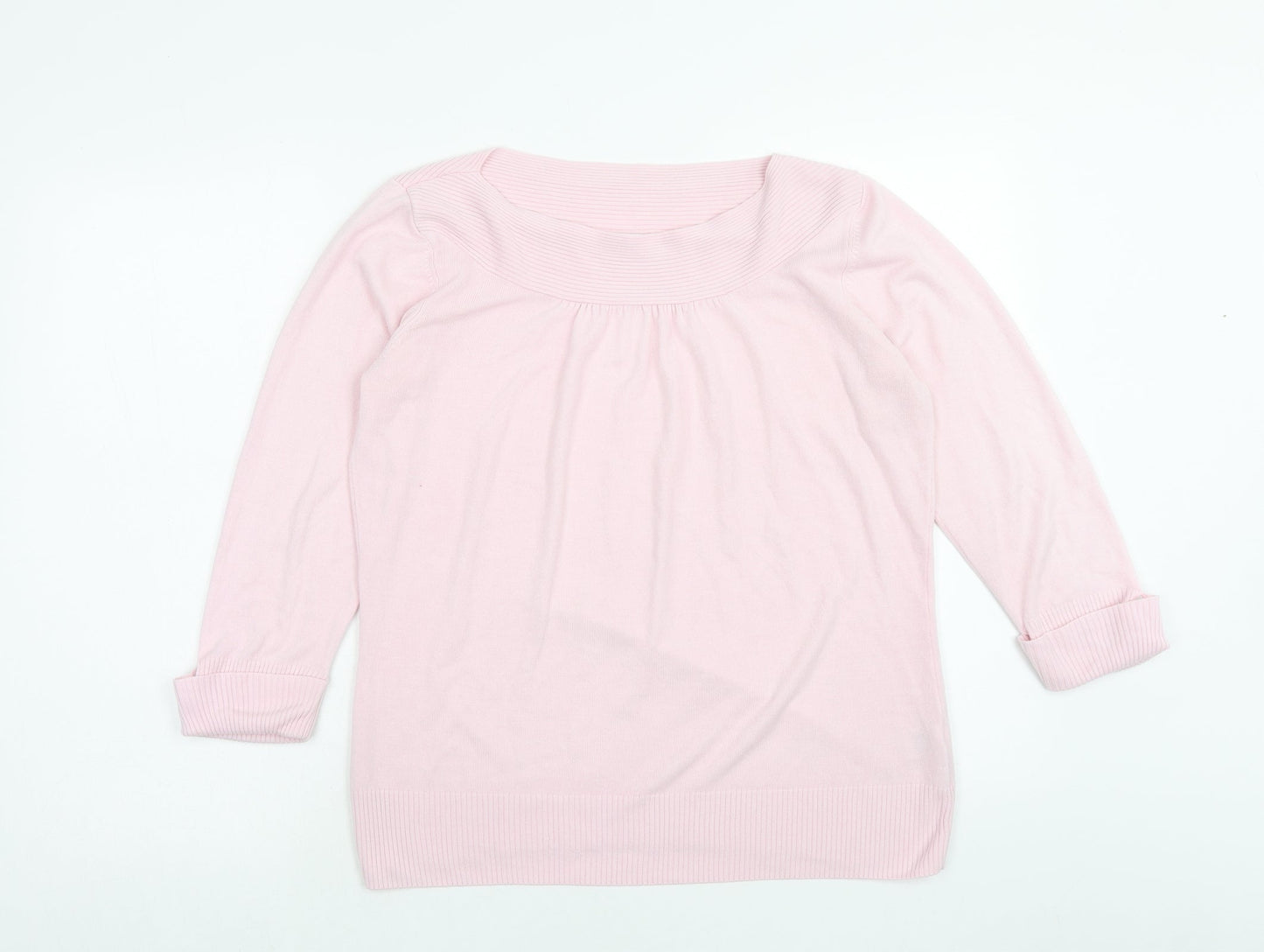 Marks and Spencer Womens Pink Boat Neck Acrylic Pullover Jumper Size 16