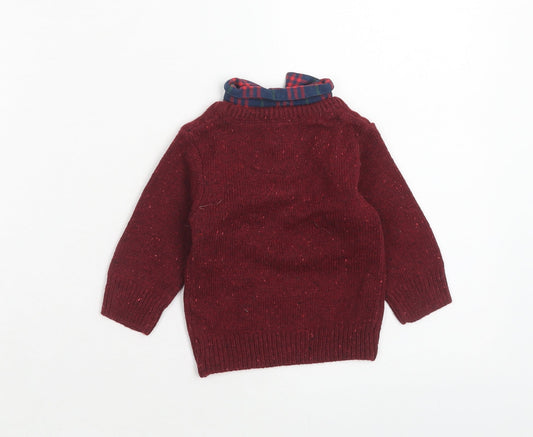 NEXT Boys Red Acrylic Pullover Jumper Size 3-6 Months Button