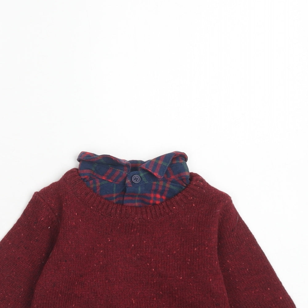 NEXT Boys Red Acrylic Pullover Jumper Size 3-6 Months Button