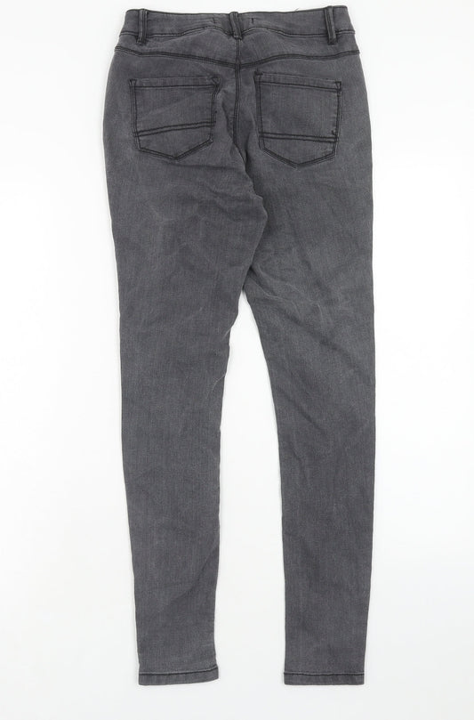 2 birds Womens Grey Cotton Skinny Jeans Size 10 Regular Zip