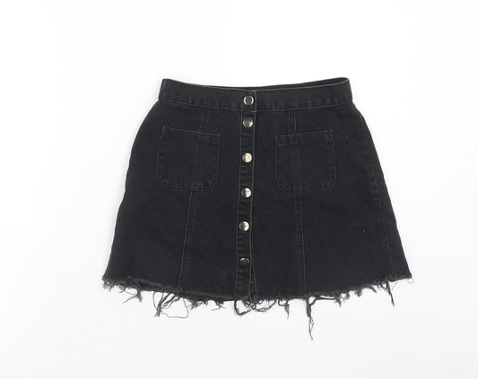 Cooperative Womens Black Cotton Mini Skirt Size S Button