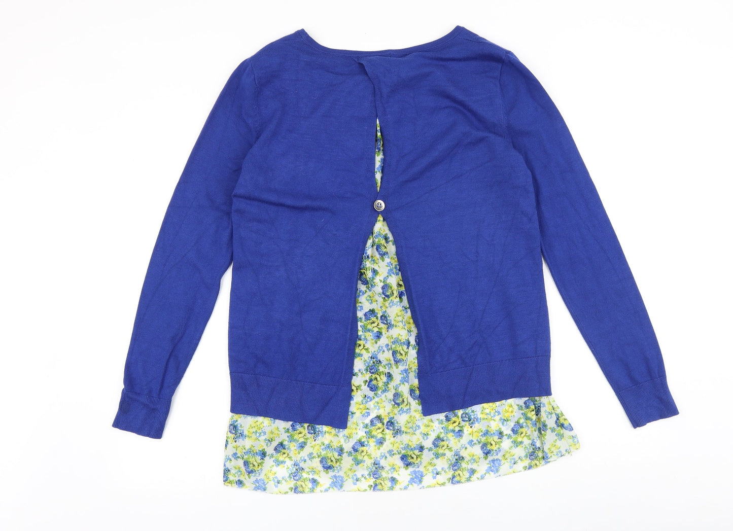South Womens Blue Round Neck 100% Cotton Pullover Jumper Size 10